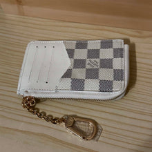 Load image into Gallery viewer, LV Grey &amp; White Zipper Coin Purse Keychain - Card Holder
