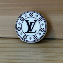 Load image into Gallery viewer, Love Round - White and Black Silicone Focal Bead
