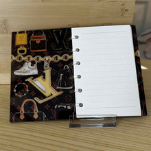 Load image into Gallery viewer, Designer inspired &amp; Acrylic Loose-leaf Cover Notebook Plastic Binder - LoVE Brown w/Chain
