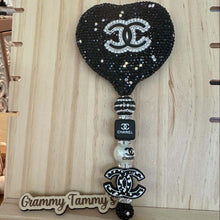 Load image into Gallery viewer, Beadable Rhinestone CiCi Mirror - Black &amp; Silver
