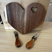 Load image into Gallery viewer, Heart Wooden Charcuterie Board with Knives
