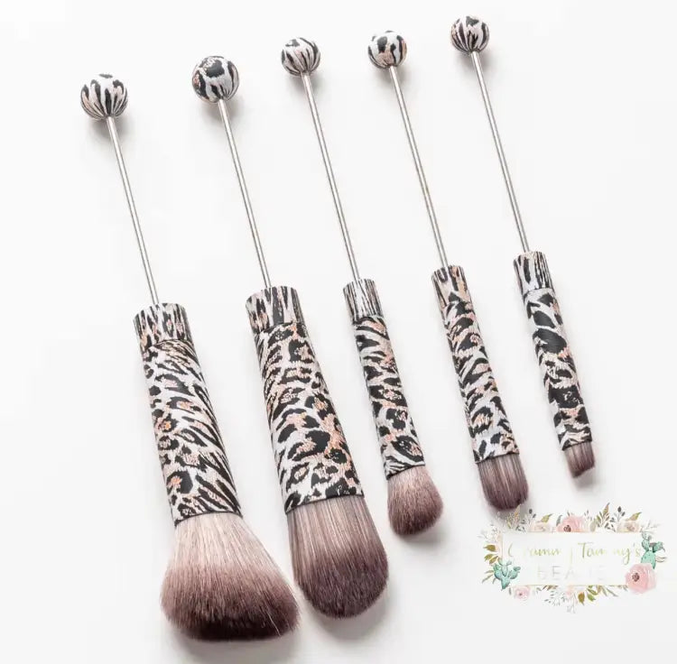 5pcs Beadable Makeup Cosmetic Brushes Leopard Beadable Make Up Brushes