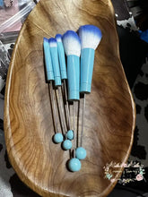 Load image into Gallery viewer, 5Pcs Beadable Makeup Cosmetic Brushes Blue Make Up
