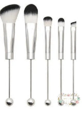 Load image into Gallery viewer, 5Pcs Beadable Makeup Cosmetic Brushes Silver Make Up

