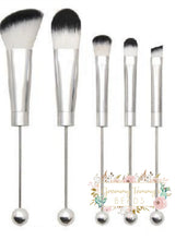 Load image into Gallery viewer, 5Pcs Beadable Makeup Cosmetic Brushes Silver Make Up
