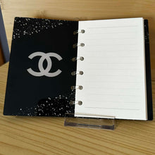 Load image into Gallery viewer, Designer Notebook - CiCI Black Glitter Corners

