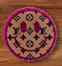 Load image into Gallery viewer, Love Round Smiley - Pink Glittery Flatback

