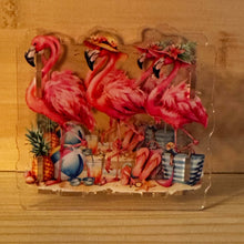 Load image into Gallery viewer, Beachy Flamingos - Acrylic Pen/Pencil Holder
