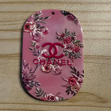 Load image into Gallery viewer, Embossed Acrylic Charm - Double Sided - CiCi Pink Flowers
