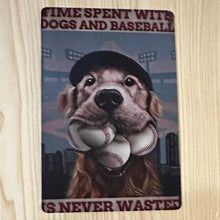 Load image into Gallery viewer, Creative Tin Sign 8X12 - Dogs &amp; Baseball
