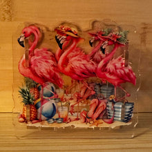 Load image into Gallery viewer, Beachy Flamingos - Acrylic Pen/Pencil Holder
