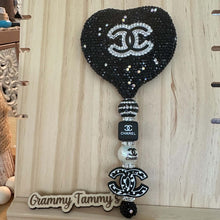 Load image into Gallery viewer, Beaded Rhinestone CiCi Mirror - Black &amp; Silver - Ready Made

