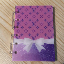 Load image into Gallery viewer, Designer inspiredAcrylic Loose-leaf Cover Notebook Plastic Binder - Love Purple and Pink with bow
