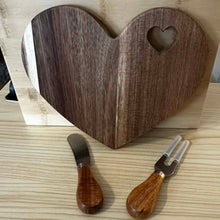 Load image into Gallery viewer, Heart Wooden Charcuterie Board with Knives
