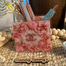 Load image into Gallery viewer, CiCi Pink Perfume &amp; Pearls - Acrylic Pen/Pencil/Brush Holder
