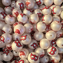 Load image into Gallery viewer, 16mm Redsox Acrylic Beads - 5 Count
