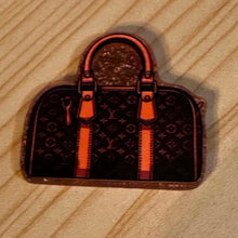 Load image into Gallery viewer, ACRYLIC FLATBACK - Love Brown Purse - Silver Glitter Flatback
