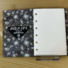 Load image into Gallery viewer, Designer Notebook - Prada Silver Sparkles
