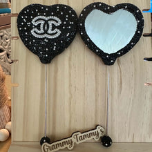 Load image into Gallery viewer, Beadable Rhinestone CiCi Mirror - Black &amp; Silver
