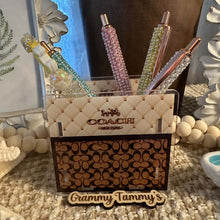 Load image into Gallery viewer, Co@ch Tan &amp; Brown- Acrylic Pen/Pencil/Brush Holder
