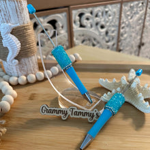 Load image into Gallery viewer, Sugar Rhinestone Beadable Pen - Blue - Teal
