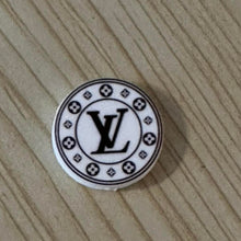 Load image into Gallery viewer, Love Round - White and Black Silicone Focal Bead
