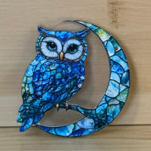 Load image into Gallery viewer, Acrylic Suncatcher with Chain - Ornaments - Small - Owl &amp; Moon

