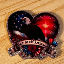 Load image into Gallery viewer, God Bless America - Silver Glittery Flatback
