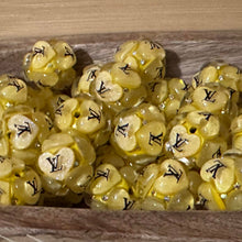 Load image into Gallery viewer, Love Yellow 20mm Heart Round Fancy Acrylic Beads - 5 Count
