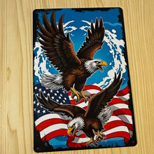 Load image into Gallery viewer, Creative Tin Sign 8X12 - Eagles &amp; Flag
