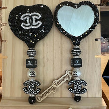 Load image into Gallery viewer, Beadable Rhinestone CiCi Mirror - Black &amp; Silver
