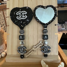 Load image into Gallery viewer, Beaded Rhinestone CiCi Mirror - Black &amp; Silver - Ready Made
