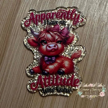 Load image into Gallery viewer, Acrylic Flatback - Attitude - Gold Glitter Background Glitter Flatback
