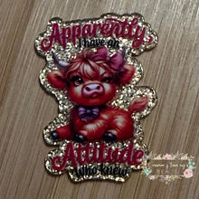 Load image into Gallery viewer, Acrylic Flatback - Attitude - Gold Glitter Background Glitter Flatback

