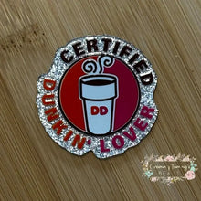 Load image into Gallery viewer, ACRYLIC FLATBACK - Certified Dunkin Lover - Silver Glitter Flatback Glitter Flatback
