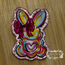 Load image into Gallery viewer, ACRYLIC FLATBACK - Easter Bunny with Heart - Pink Glitter Flatback Glitter Flatback
