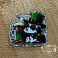 Load image into Gallery viewer, ACRYLIC FLATBACK - Irish Snoopy - Silver Glitter Flatback Glitter Flatback
