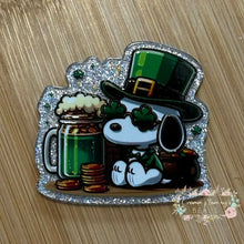 Load image into Gallery viewer, ACRYLIC FLATBACK - Irish Snoopy - Silver Glitter Flatback Glitter Flatback
