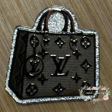 Load image into Gallery viewer, ACRYLIC FLATBACK - Love Striped Purse - Silver Glitter Flatback Glitter Flatback
