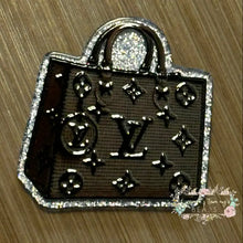 Load image into Gallery viewer, ACRYLIC FLATBACK - Love Striped Purse - Silver Glitter Flatback Glitter Flatback
