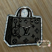 Load image into Gallery viewer, ACRYLIC FLATBACK - Love Striped Purse - Silver Glitter Flatback Glitter Flatback
