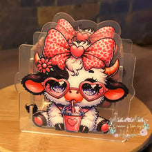 Load image into Gallery viewer, Acrylic Pen/Pencil/Brush Holder - Ready to Ship - Cow With Glasses Acrylic Pen/Pencil/Brush Holder
