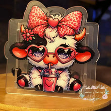 Load image into Gallery viewer, Acrylic Pen/Pencil/Brush Holder - Ready to Ship - Cow With Glasses Acrylic Pen/Pencil/Brush Holder
