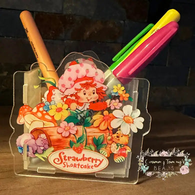 Acrylic Pen/Pencil/Brush Holder - Strawberry Shortcake Pen holder