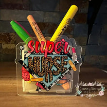 Load image into Gallery viewer, Acrylic Pen/Pencil/Brush Holder - Super Nurse Pen holder
