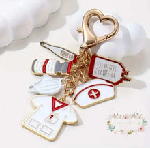 Load image into Gallery viewer, Alloy Enamel Medical Tool Nurse Pendant Keyring Key Chain White Keychain
