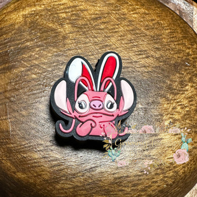 Angel Bunnie - Pink Silicone Focal Bead Beads