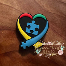 Load image into Gallery viewer, Autism Heart Puzzle Silicone Focal Bead Beads
