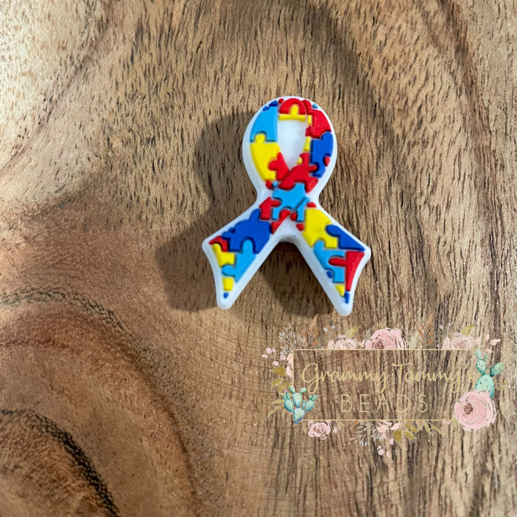 Autism Ribbon - Silicone Focal Bead