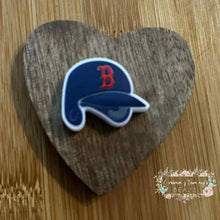 Load image into Gallery viewer, B Baseball Helmit Silicone Focal Bead
